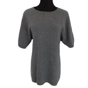 Prive 100% Cashmere Sweater Charcoal Gray Crewneck Short Sleeve Womens M Luxury